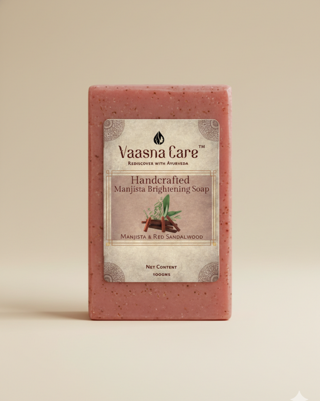 Handcrafted Manjista & Red Sandalwood Brightening Soap – Ayurvedic Soap for Even Tone & Clear Skin