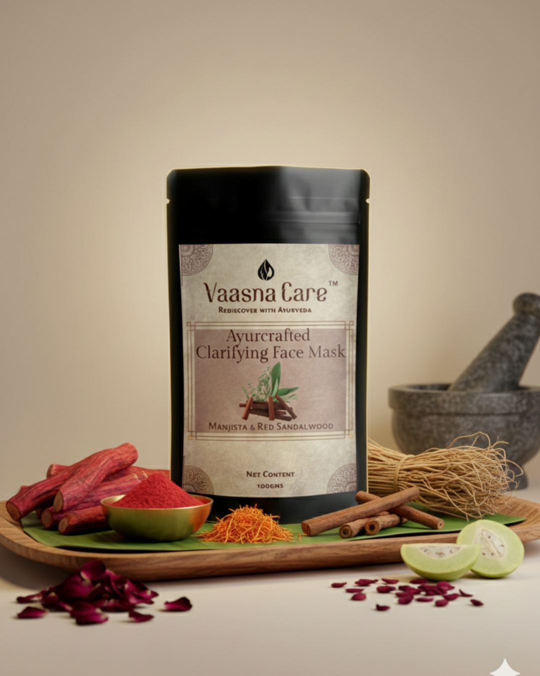 Ayurcrafted Clarifying Powder Mask – Manjista & Red Sandalwood Ayurvedic Mask for Pigmentation & Clear Skin