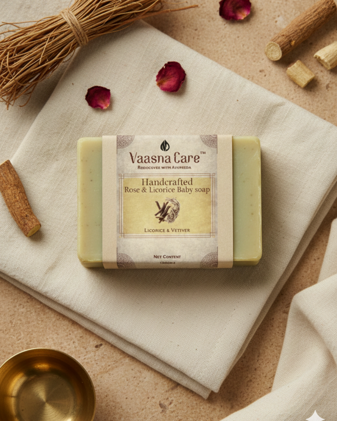 Handcrafted Rose & Licorice Baby Soap – Ayurvedic Medicated Soap for Gentle Baby Cleansing