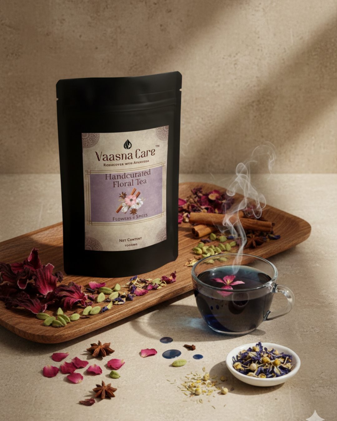 Handcrafted Floral Spice Tea – Ayurvedic Herbal Infusion for Skin Balance & Inner Glow