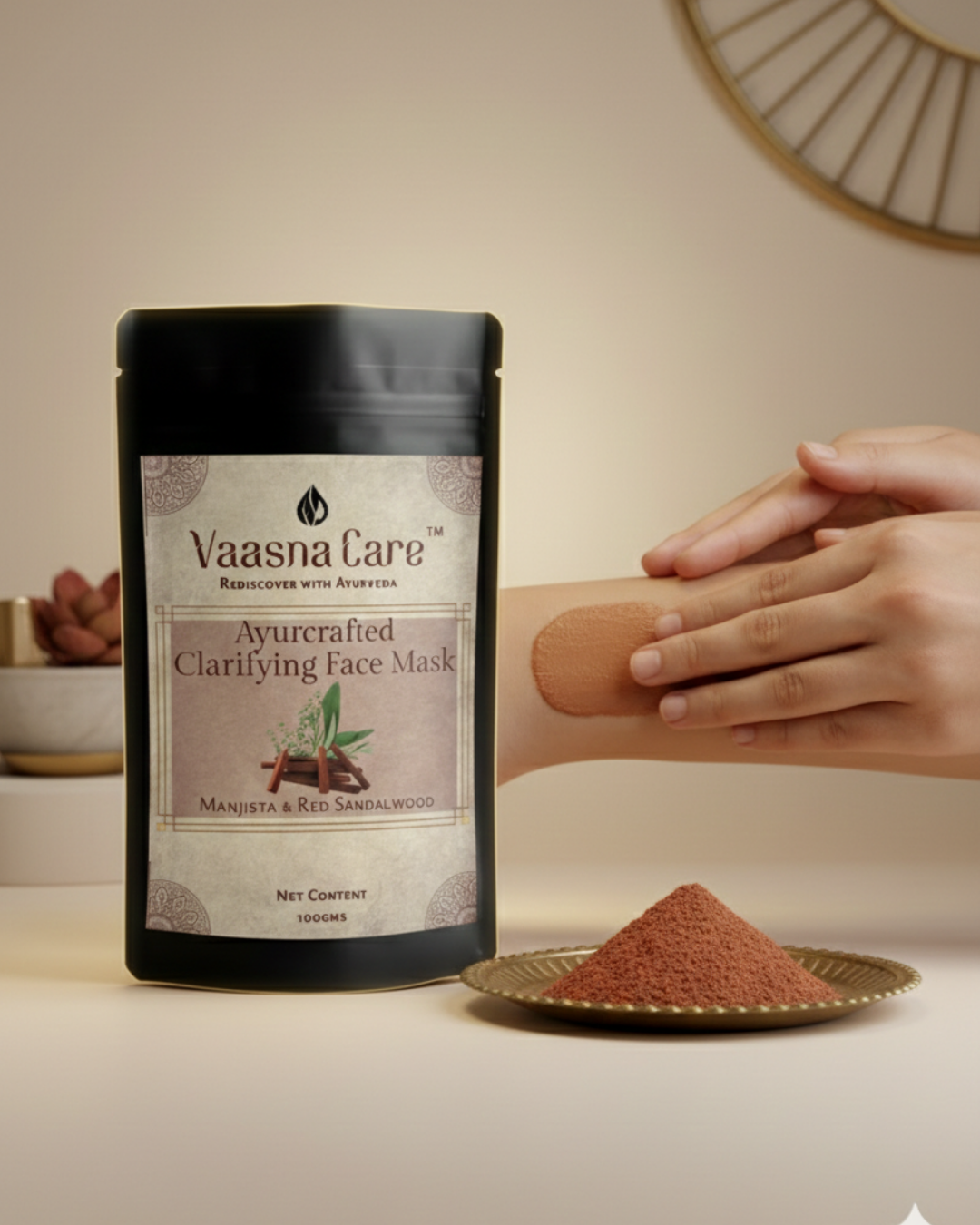 Ayurcrafted Clarifying Powder Mask – Manjista & Red Sandalwood Ayurvedic Mask for Pigmentation & Clear Skin