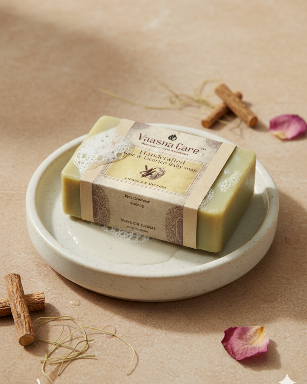 Handcrafted Rose & Licorice Baby Soap – Ayurvedic Medicated Soap for Gentle Baby Cleansing