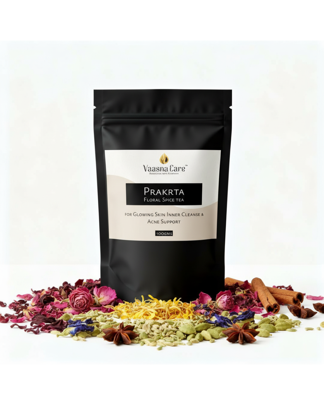 PRAKRTA Floral Spice Tea for Glowing Skin | Inner Cleanse & Acne Support