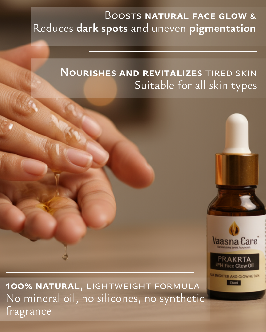 PRAKRTA 9pm Ayurvedic Face Oil for Glowing skin & Bright radiance