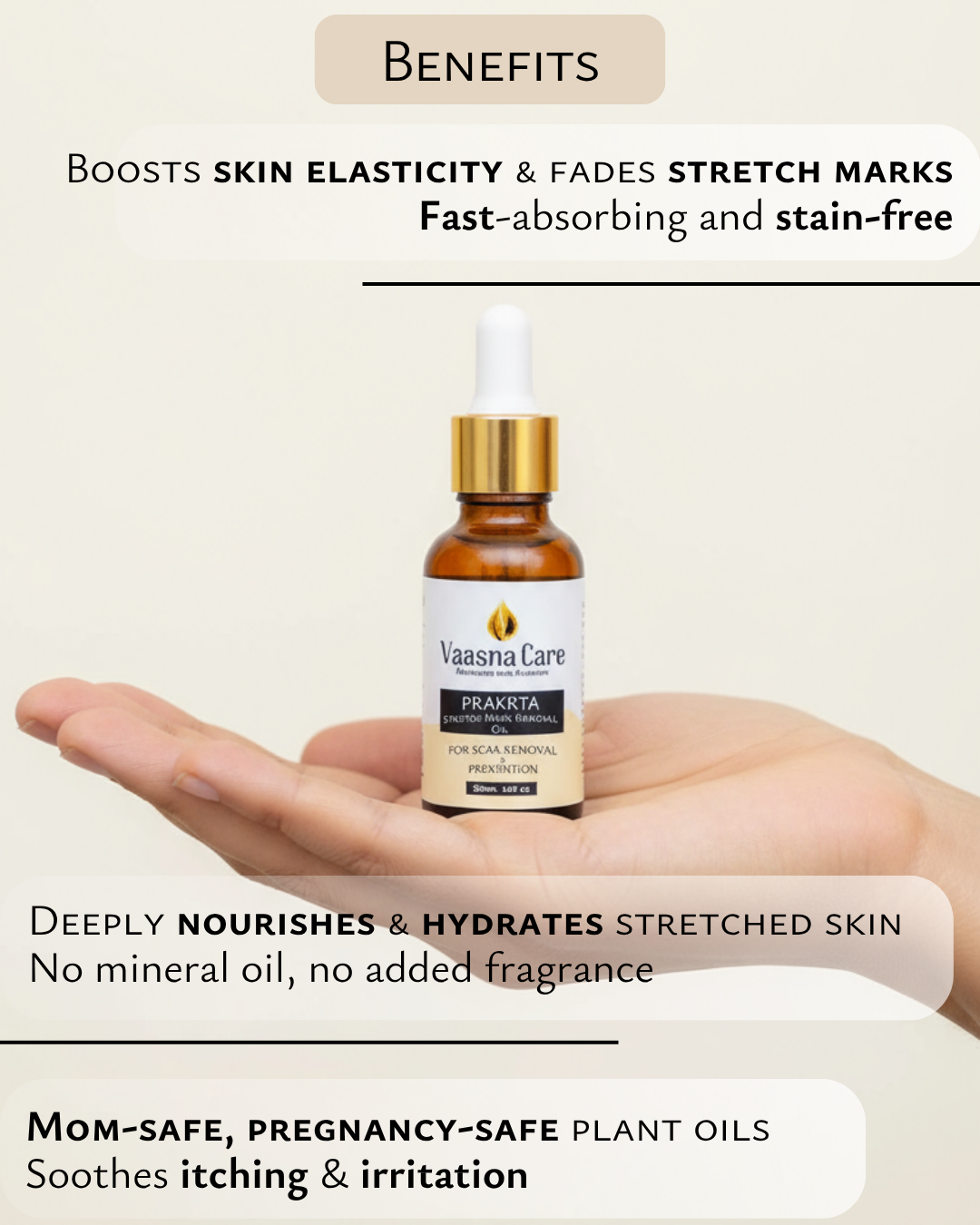 PRAKRTA Ayurvedic Stretch Mark Removal Oil – Fade Scars & Boost Skin Elasticity