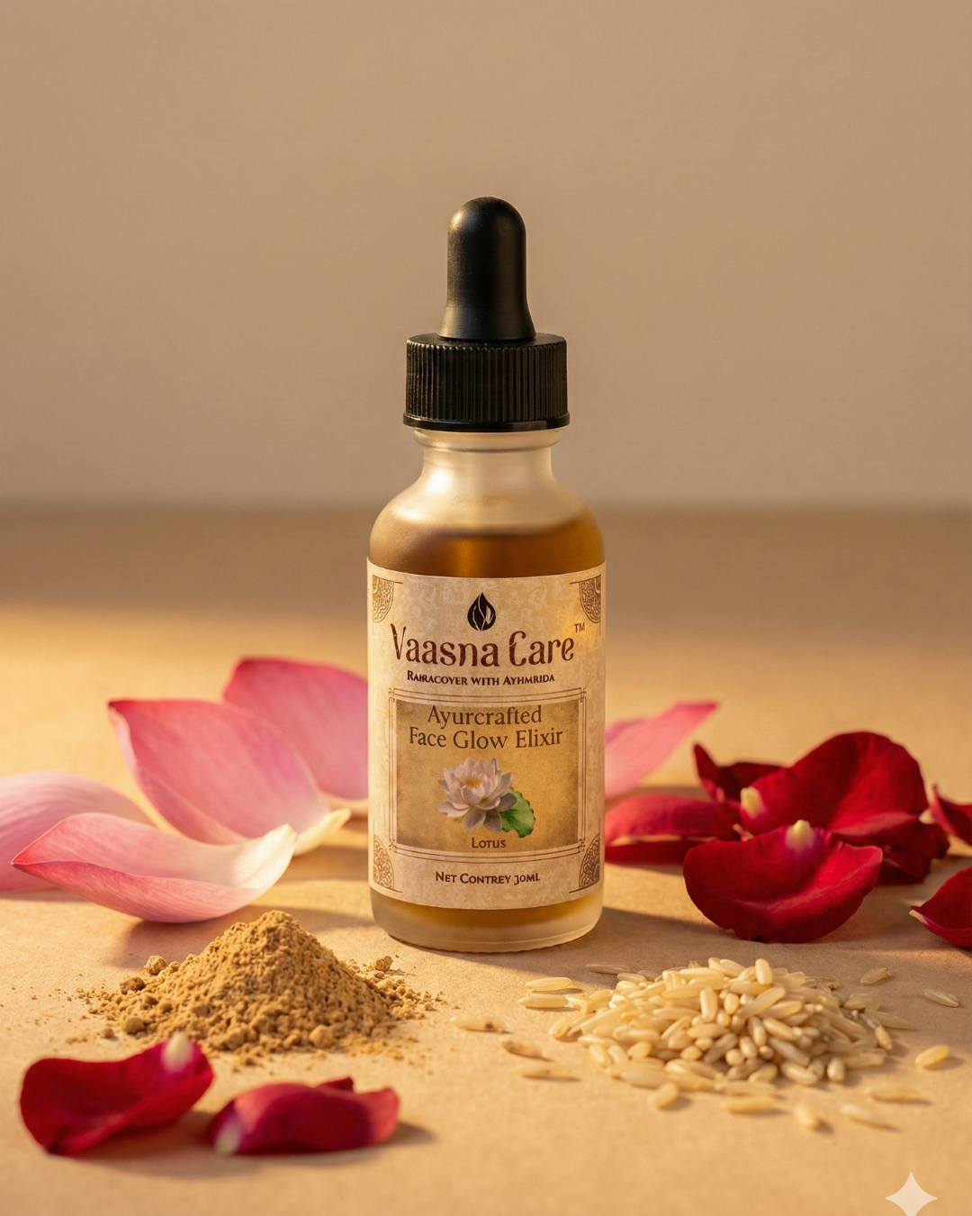 Ayurcrafted Face Glow Elixir – Lotus Infused Ayurvedic Face Oil for Pore Refinement & Radiance