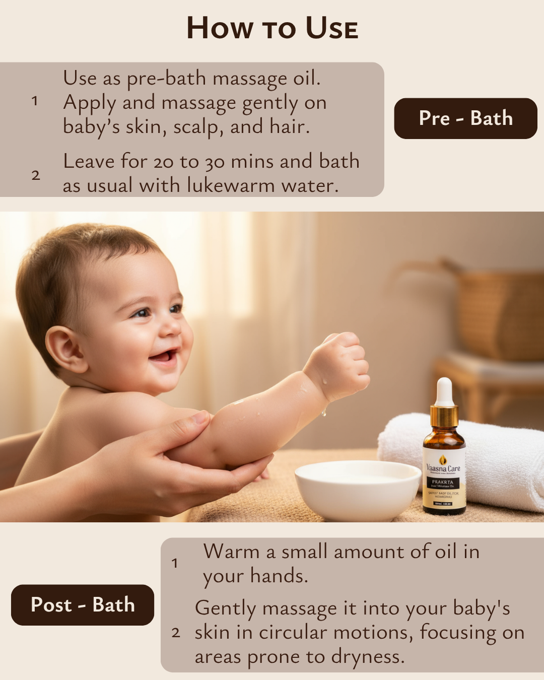 PRAKRTA Ayurvedic Baby Massage Oil – Boost Glow & Skin Health, Chemical Free Care