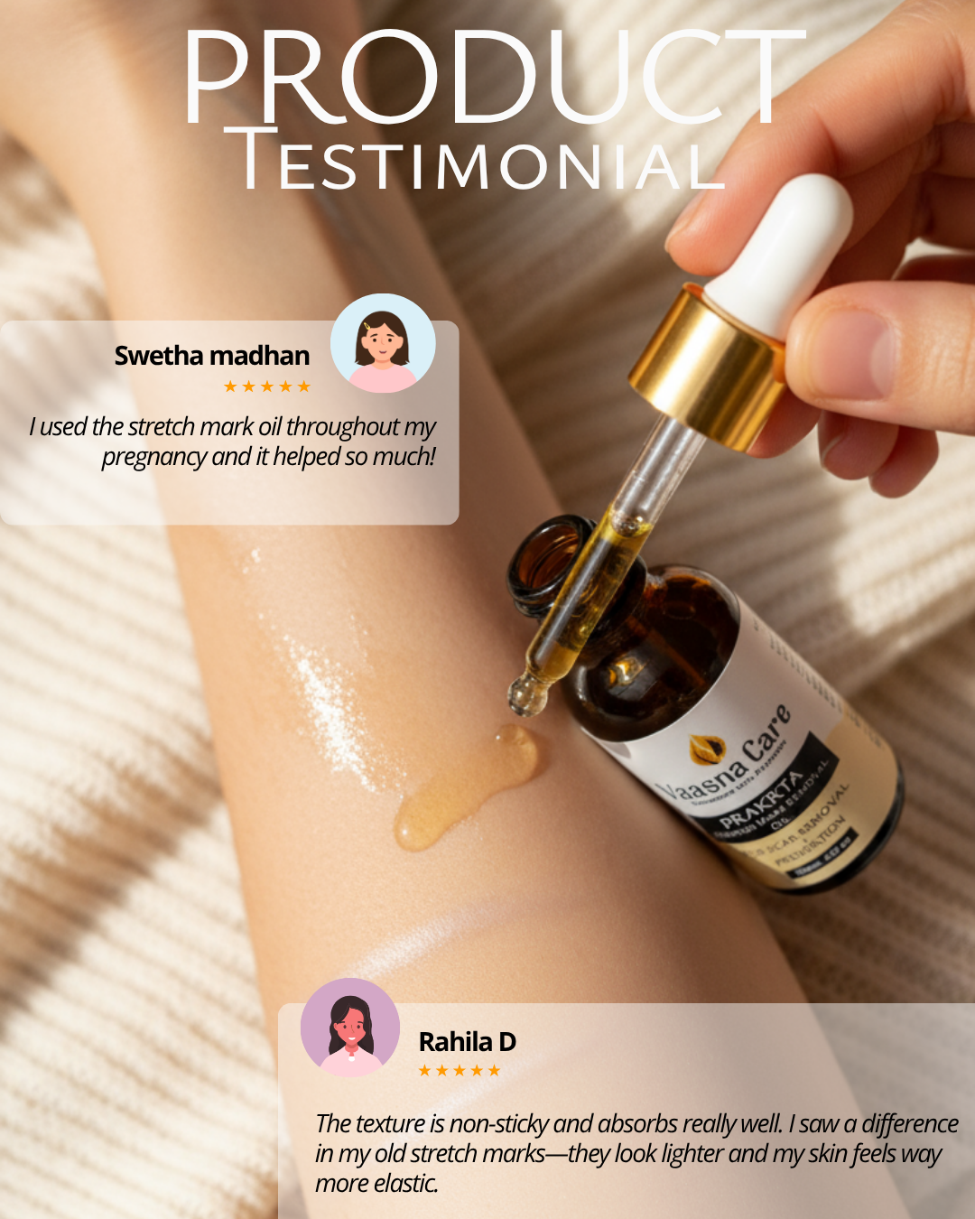 PRAKRTA Ayurvedic Stretch Mark Removal Oil – Fade Scars & Boost Skin Elasticity