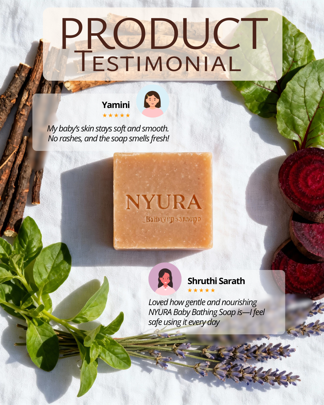 NYURA Baby Bathing Soap | Gentle Herbal Cleansing for Delicate Skin