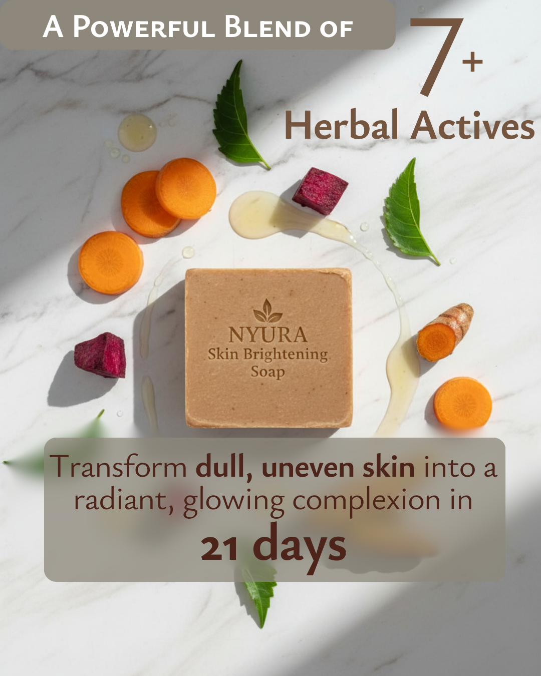 NYURA Skin Brightening Soap | Herbal Radiance for Glowing Skin